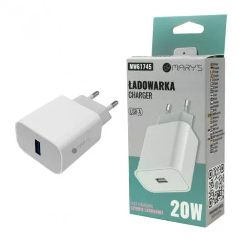 MARY’S 20W USB-A hálózati töltő, fehér