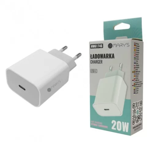 MARY’S 20W USB-C hálózati töltő, fehér