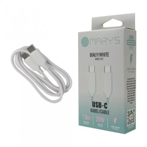 MARY’S USB-C kábel, fehér, 1 m