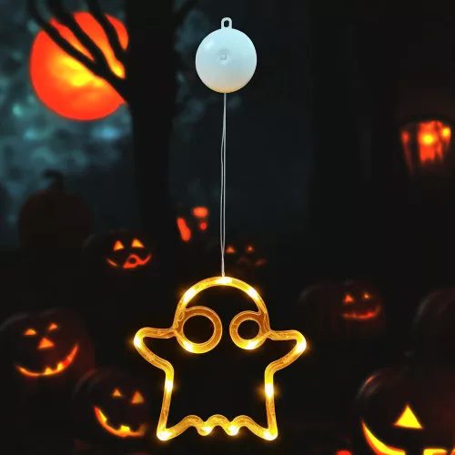 Modee Halloween LED dekoráció Ablakra Elemes H101 (13LED H20x20mm), 3000K, meleg fehér, IP20