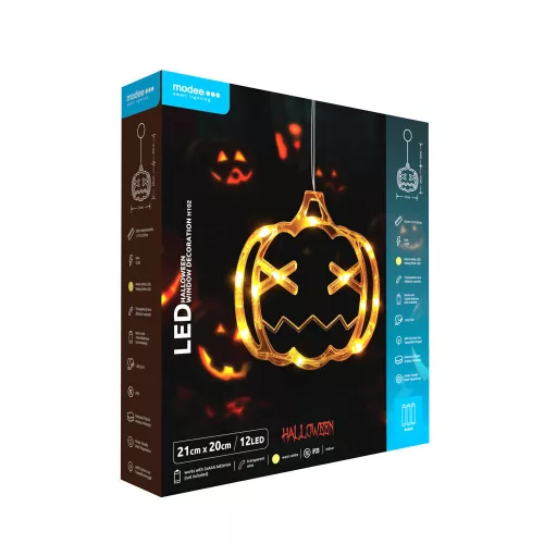 Modee Halloween LED dekoráció Ablakra Elemes H102 (12LED H21x20mm), 3000K, meleg fehér, IP20