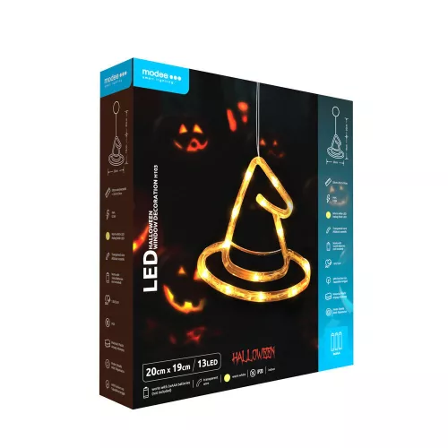 Modee Halloween LED dekoráció Ablakra Elemes H103 (13LED H20x19mm), 3000K, meleg fehér, IP20