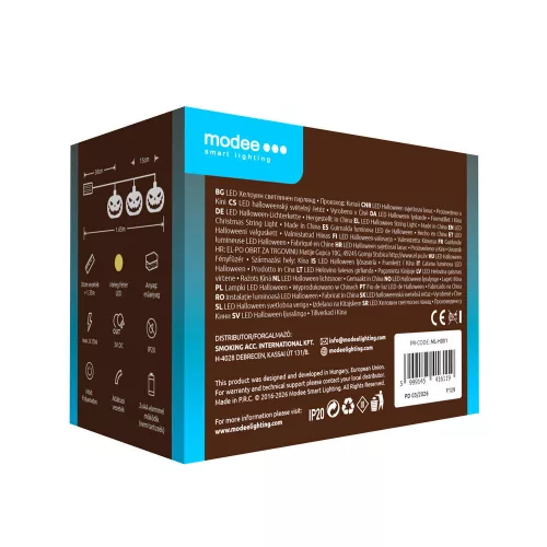 Modee Halloween LED Füzér dekor Elemes H001 (10LED/165cm/15cm), 3000K, meleg fehér, IP20