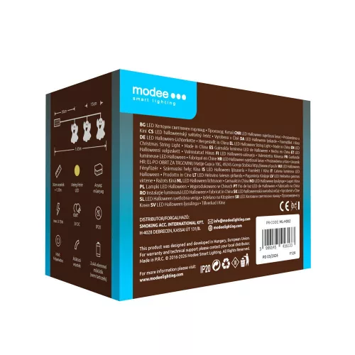 Modee Halloween LED Füzér dekor Elemes H002 (10LED/165cm/15cm), 3000K, meleg fehér, IP20