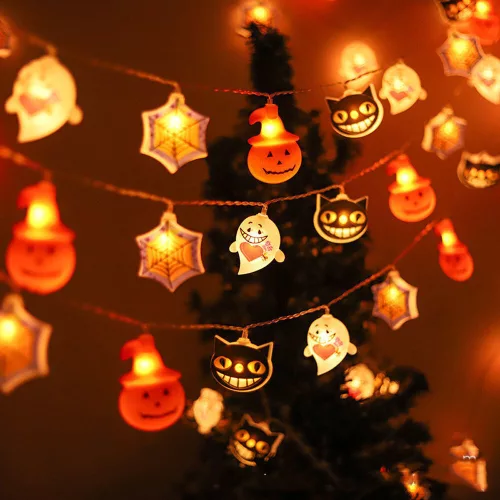 Modee Halloween LED Füzér dekor Elemes H003 (10LED/165cm/15cm), 3000K, meleg fehér, IP20