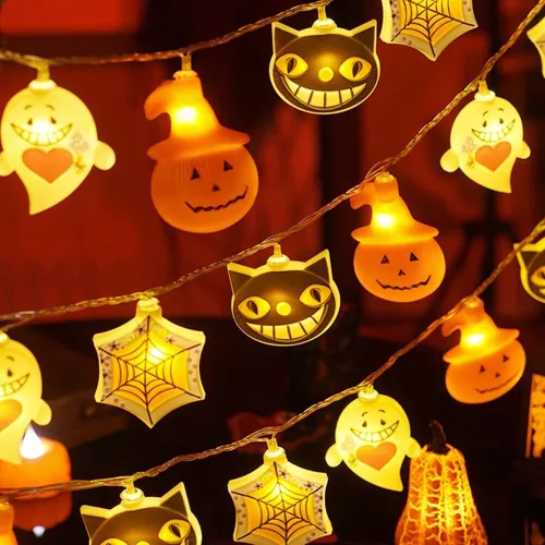 Modee Halloween LED Füzér dekor Elemes H003 (10LED/165cm/15cm), 3000K, meleg fehér, IP20