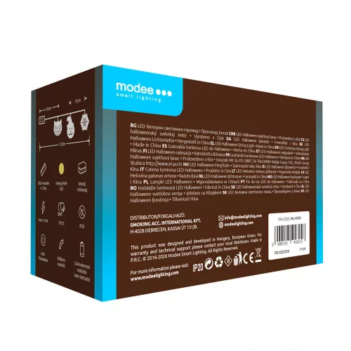 Modee Halloween LED Füzér dekor Elemes H003 (10LED/165cm/15cm), 3000K, meleg fehér, IP20