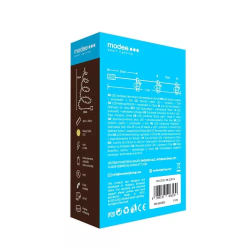 Modee Karácsonyi LED Füzér dekor Elemes + Csipesz C3013 (10LED/90cm/10cm), 2700K, meleg fehér, IP20