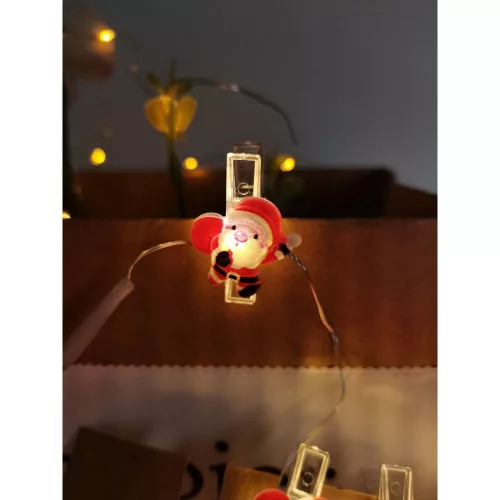 Modee Karácsonyi LED Füzér dekor Elemes + Csipesz C3013 (10LED/90cm/10cm), 2700K, meleg fehér, IP20