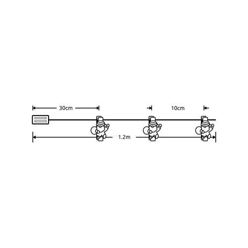 Modee Karácsonyi LED Füzér dekor Elemes + Csipesz C3013 (10LED/90cm/10cm), 2700K, meleg fehér, IP20