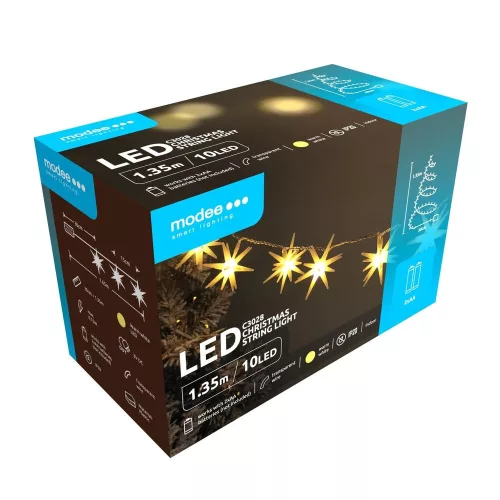 Modee Karácsonyi LED Füzér dekor Elemes C3028 (10LED/135cm/15cm), 2700K, meleg fehér, IP20