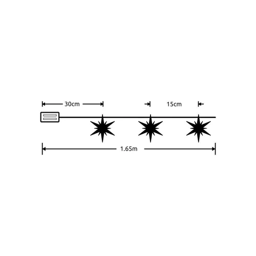 Modee Karácsonyi LED Füzér dekor Elemes C3028 (10LED/135cm/15cm), 2700K, meleg fehér, IP20