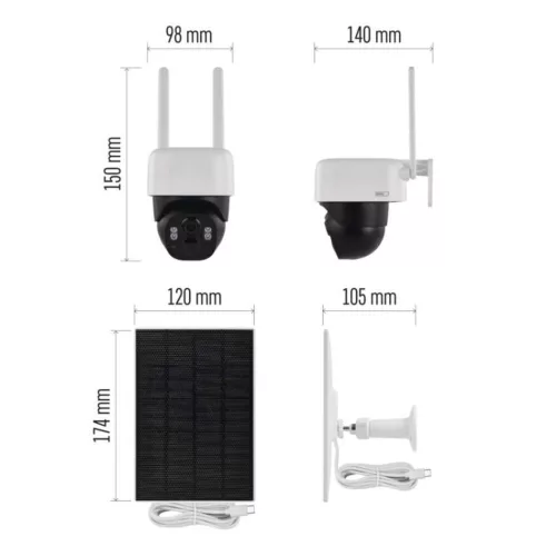 GoSmart Kültéri akkumulátoros kamera IP-1200 WASP wifivel és napelemmel, fehér, IP44, EMOS, H4067