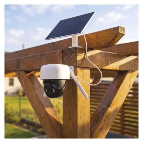 GoSmart Kültéri akkumulátoros kamera IP-1200 WASP wifivel és napelemmel, fehér, IP44, EMOS, H4067