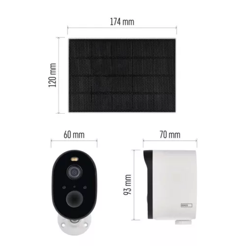 GoSmart Kültéri akkumulátoros kamera IP-1150 SNAP wifivel és napelemmel, fehér, IP44, EMOS, H4073