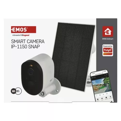 GoSmart Kültéri akkumulátoros kamera IP-1150 SNAP wifivel és napelemmel, fehér, IP44, EMOS, H4073