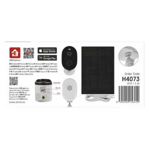 GoSmart Kültéri akkumulátoros kamera IP-1150 SNAP wifivel és napelemmel, fehér, IP44, EMOS, H4073