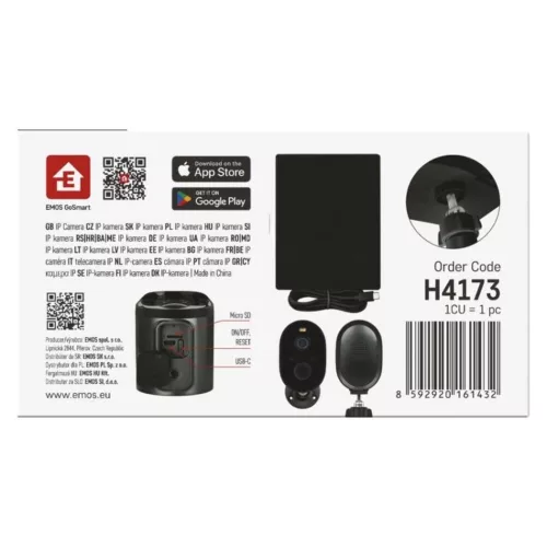 GoSmart Kültéri akkumulátoros kamera IP-1150G SNAP wifivel és napelemmel, antracit, IP44, EMOS, H4173