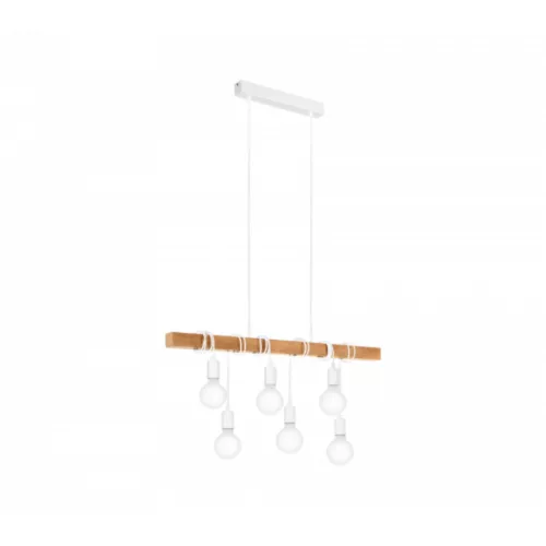 LED lámpa függeszték , mennyezeti , 6 x E27 , acél , fa , fehér , EGLO , TOWNSHEND , 33165
