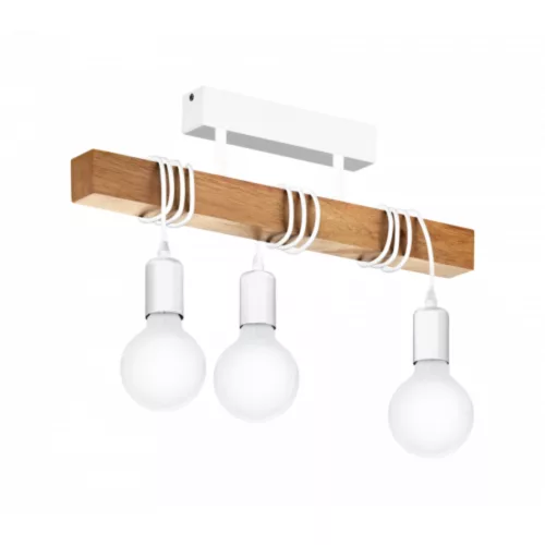 LED lámpa függeszték , mennyezeti , 3 x E27 , acél , fa , fehér , EGLO , TOWNSHEND , 33166