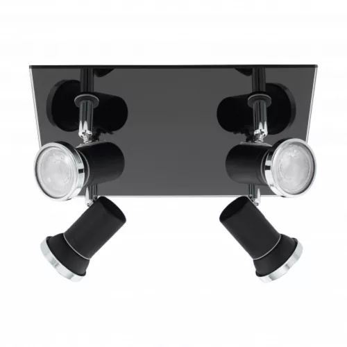 LED corp de iluminat, de tavan, spot, 4 x 3 Watt, alb cald, sticlă, negru, IP44, EGLO, TAMARA 1, 33678
