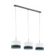 EGLO , 39555 , SPALTINI , függeszték , E27 , 3X60W , IP20 , fehér, ezüst, kék