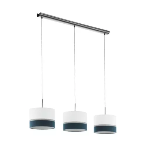 EGLO , 39555 , SPALTINI , függeszték , E27 , 3X60W , IP20 , fehér, ezüst, kék