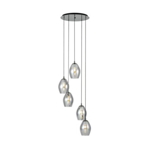 EGLO , 39567 , ESTANYS , függeszték , E27 , 5X60W , IP20 , fekete-átlátszó