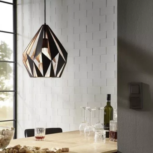 LED lámpa , asztali , E27 , acél , fekete , vörösréz , EGLO , CARLTON 4 , 43058