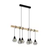 LED lámpa függeszték , mennyezeti , 6 x E27 , acél , fa , fekete , EGLO , TOWNSHEND 5 , 43133