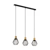 LED lámpa függeszték , mennyezeti , 3 x E27 , acél , fa , fekete , EGLO , PALMORLA , 43378