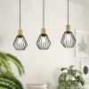 LED lámpa függeszték , mennyezeti , 3 x E27 , acél , fa , fekete , EGLO , PALMORLA , 43378