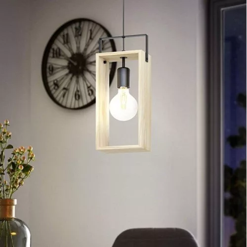 LED lámpa függeszték , mennyezeti , E27 , fa , fekete , EGLO , FAMBOROUGH , 43413