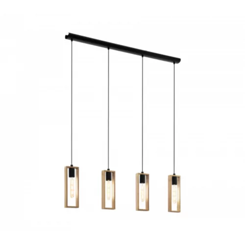 LED lámpa függeszték , mennyezeti , 4 X E27 , fa , fekete , EGLO , LITTLETON , 49475