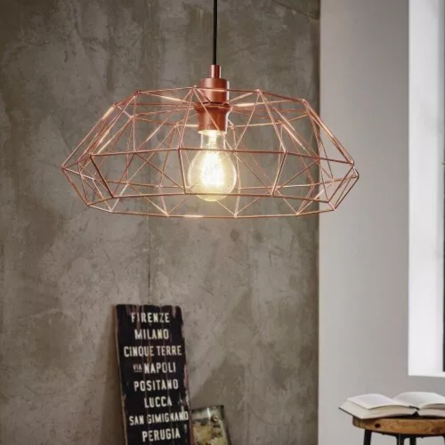 LED lámpa függeszték , mennyezeti , E27 , acél , vörösréz , fekete , EGLO , CARLTON 2 , 49488