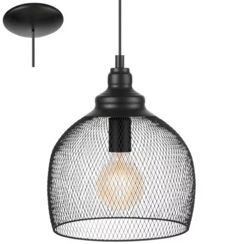 LED lámpa függeszték , mennyezeti , E27 , acél , fekete , EGLO , STRAITON , 49736