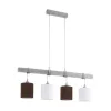 LED lámpa függeszték , mennyezeti , 4 x E27 , fa , textil , fehér , barna , EGLO , TOWNSHEND 2 , 49927