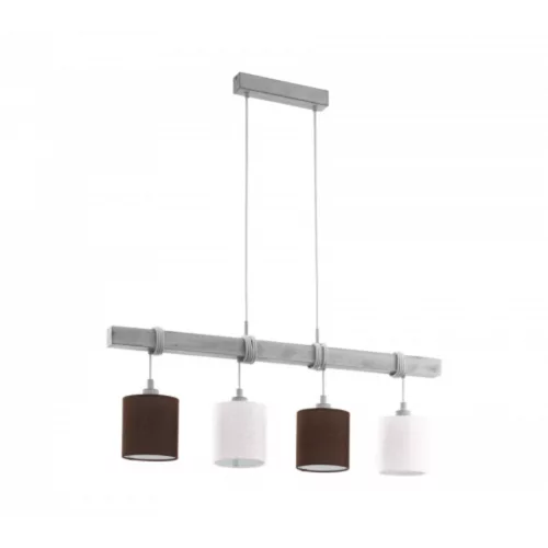 LED lámpa függeszték , mennyezeti , 4 x E27 , fa , textil , fehér , barna , EGLO , TOWNSHEND 2 , 49927