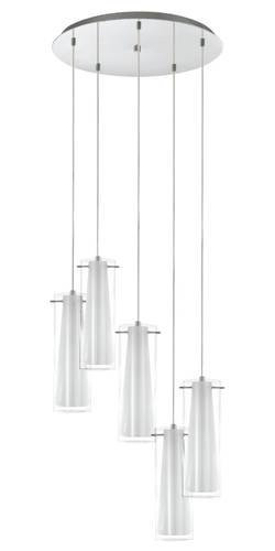 EGLO , 93003 , PINTO , függeszték , E27 , 5X40W , IP20 , átlátszó, fehér