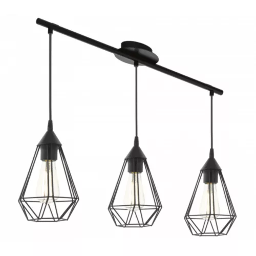 LED lampă lampă suspendată, de tavan, 3 x E27, oțel, negru, EGLO, TARBES, 94189