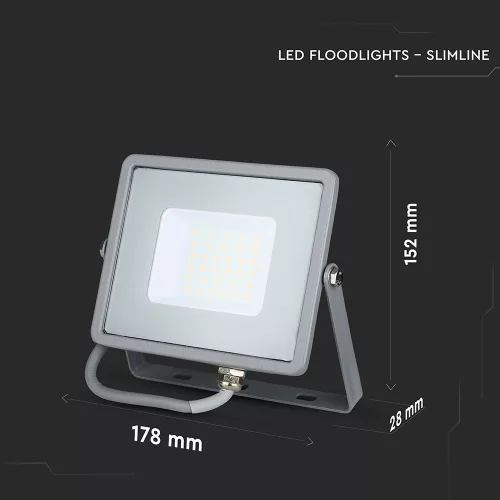 LED proiector, 30 Watt, Ultra Slim, alb cald, SAMSUNG chip, 5 ani garanție, gri