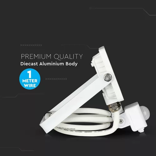 LED proiector, 10 Watt, cu senzor de mișcare, alb rece, SAMSUNG chip, 5 ani garanție, alb