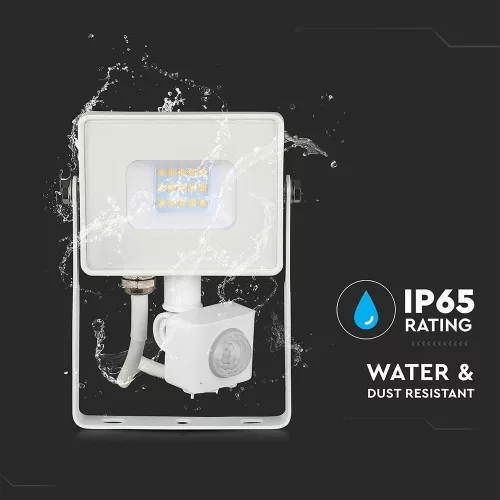LED proiector, 10 Watt, cu senzor de mișcare, alb rece, SAMSUNG chip, 5 ani garanție, alb