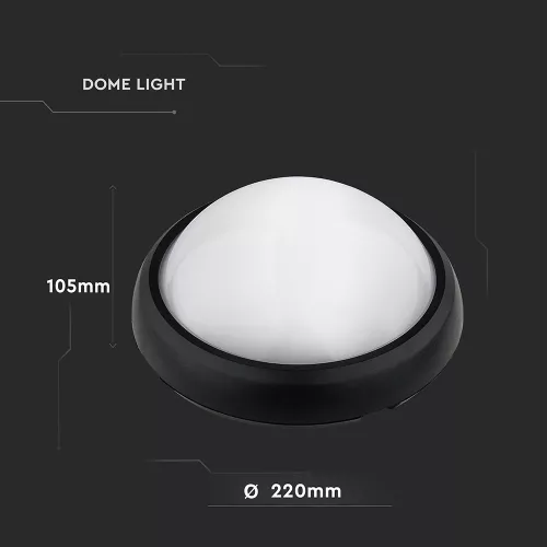 exterior lampă LED de tavan oval, 12w, 3000K, alb cald, 840lm, 120°, negru, CRI>70, IP54, V-TAC, 1349