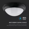 exterior lampă LED de tavan oval, 12w, 3000K, alb cald, 840lm, 120°, negru, CRI>70, IP54, V-TAC, 1349