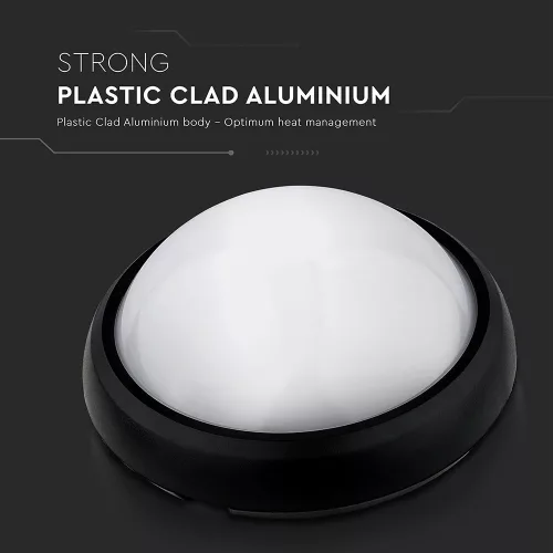 exterior lampă LED de tavan oval, 12w, 3000K, alb cald, 840lm, 120°, negru, CRI>70, IP54, V-TAC, 1349