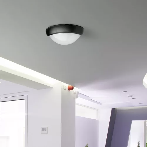 exterior lampă LED de tavan oval, 12w, 3000K, alb cald, 840lm, 120°, negru, CRI>70, IP54, V-TAC, 1350