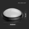 exterior lampă LED de tavan oval, 12w, 3000K, alb cald, 840lm, 120°, negru, CRI>70, IP54, V-TAC, 1350