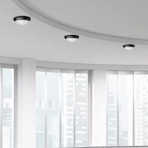 exterior lampă LED de tavan oval, 8w, 3000K, alb cald, 560lm, 120°, negru, CRI>70, IP54, V-TAC, 1267