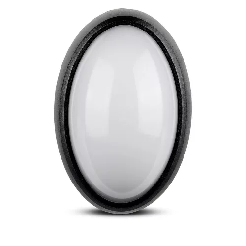 exterior lampă LED de tavan oval, 8w, 3000K, alb cald, 560lm, 120°, negru, CRI>70, IP54, V-TAC, 1267